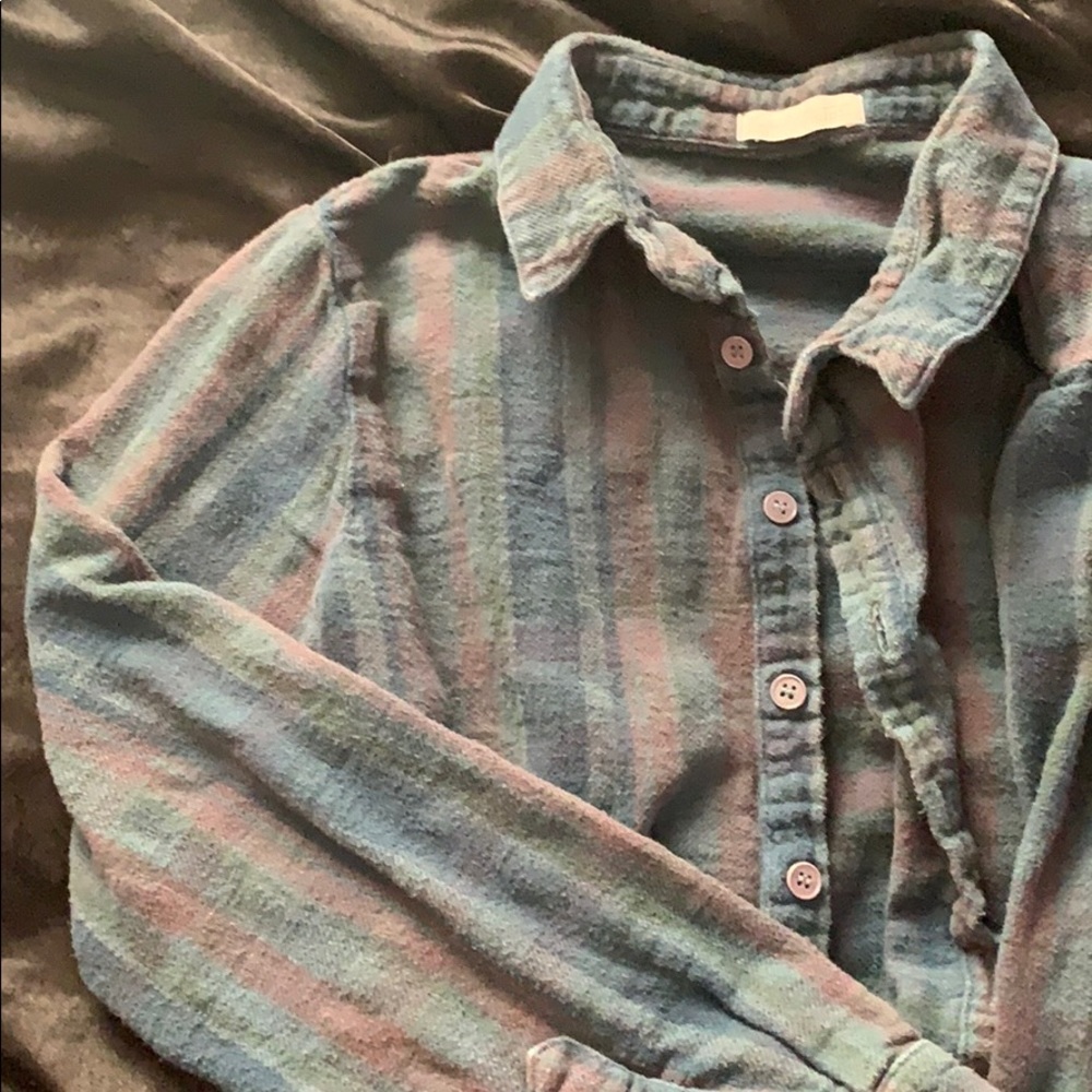 Free people washed out button up down flannel